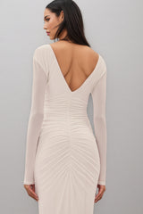 Vivialk V-neck 3D Flower Pleated Maxi Dress