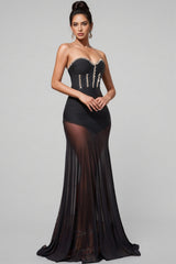 Berlin Rhinestone Mesh Bandage Maxi Dress