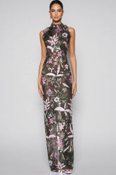 Charkd Lace Embroidered Flower Maxi Dress