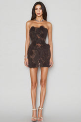 Ezrans Strapless 3D Flower Mini Dress