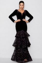 Nader Black Layered Mesh Maxi Dress