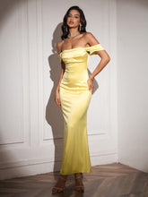 Off Shoulder Satin Backless Mermaid Dress