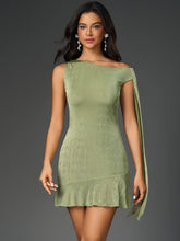 Off Shoulder Sleeveless Asymmetrical Hem Solid Dress