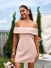 Off Shoulder Zipper Back Waffle Mini Dress