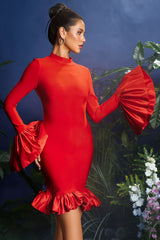 Tylera Flounce Sleeve Bandage Midi Dress