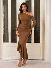 One Shoulder Ruched Asymmetrical Hem Dress