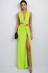 Amelia V-Neck Cut-Out Split Maxi Dress