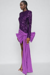 Yamia Sequin Bow Midi Dress
