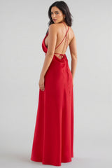 Izzy Solid Halter Neck Split Midi Dress