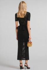 Grayld Black Bow Crochet Midi Dress