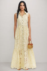Caialt Yellow Lace Maxi Dress