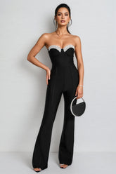 Ewan Rhinestone Backless Bandage Jumpsuit