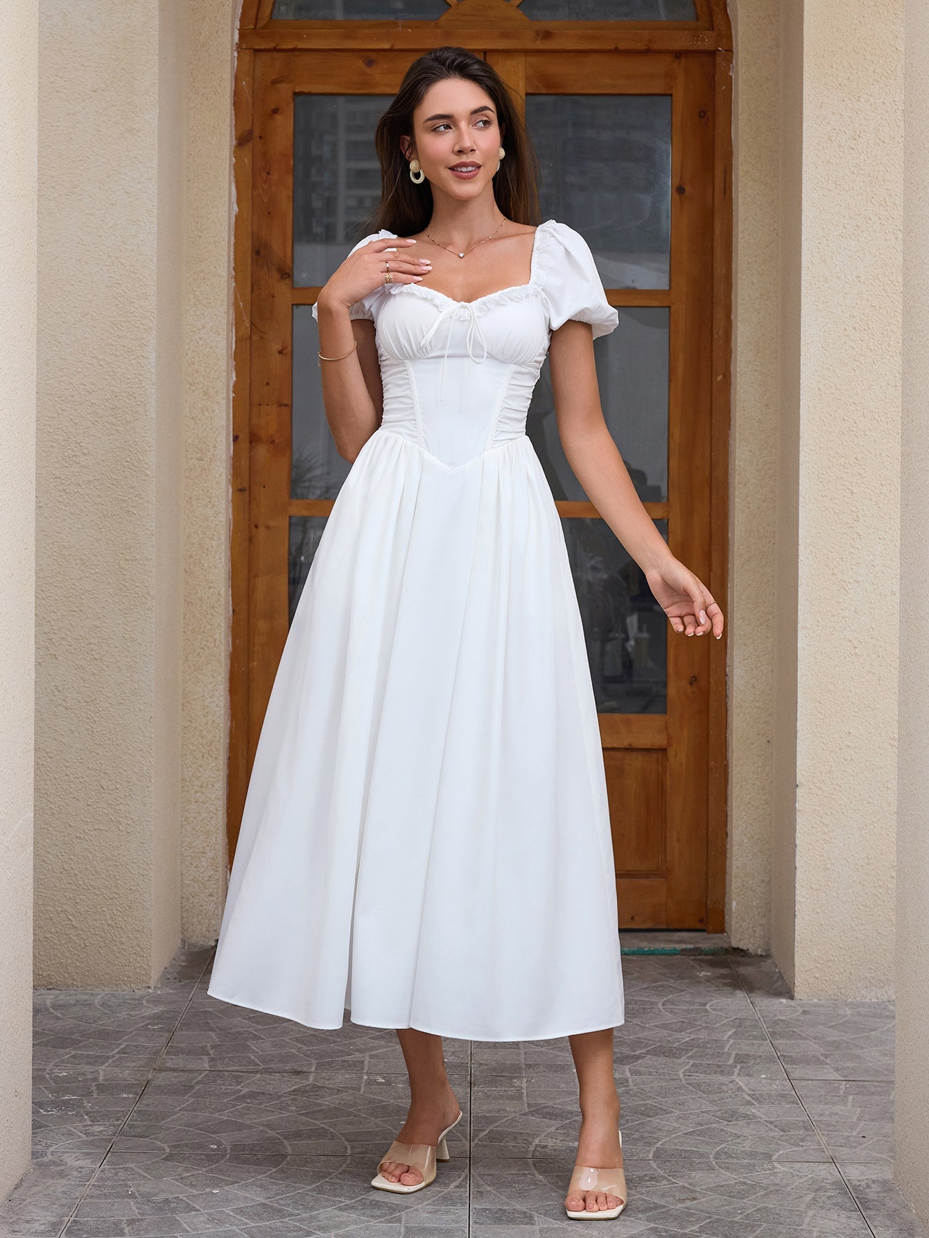 puff sleeve lace trim midi dress Ruched With Pockets – Ooins A woven shoulder bag Size:2x2in - 25 Pack Sara Flare Mini Dress elementary