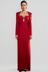 Kaelan Red Crystal Strings Cut-Out Maxi Dress