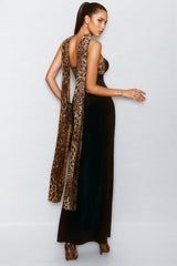 Reggie Strapless Leopard Velvet Maxi Dress