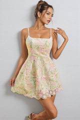 Kaiatl Spaghetti Floral Sequin Mini Dress
