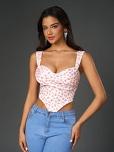 Ruched Bust Floral Print Crop Top