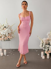 Ruched Bust Tie Front Mermaid Bodycon Dress