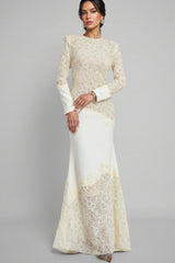 Giank Beige Embroidered Maxi Dress