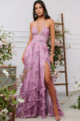 Jodie Printed Hanging Neck Maxi Dress