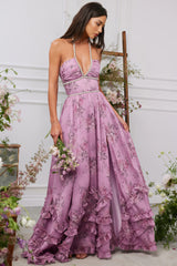 Jodie Printed Hanging Neck Maxi Dress