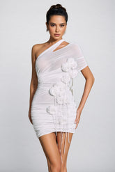 Parilk Mesh 3D Flower Mini Dress