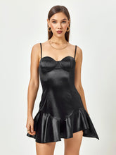 Satin Corset Zipper Asymmetrical Hem Mini Dress