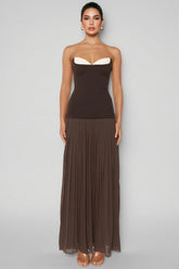 Eurien Off-Shoulder Ruffled Pleated Maxi Dress