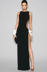 Vendi Double Side Slit Bow Maxi Dress
