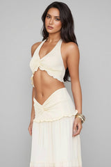 Posy Backless Top Low Waist Maxi Dress Set