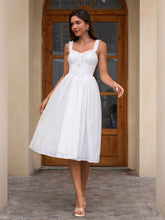 Tie Front Embroidery Solid Midi Dress