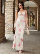 Tie Front Floral Print Bodycon Cami Dress