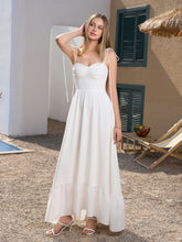 Tie Shoulder Ruched Bust Maxi Solid Dress