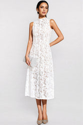 Thoref White Cut Out Sleeveless Midi Dress