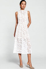 Thoref White Cut Out Sleeveless Midi Dress