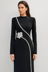 Senne Rhinestone Long Sleeve Floral Maxi Dress