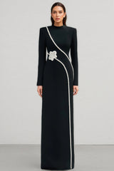 Senne Rhinestone Long Sleeve Floral Maxi Dress