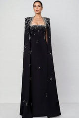 Tegany Beaded Chain Sleeve Maxi Dress