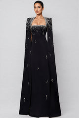 Tegany Beaded Chain Sleeve Maxi Dress