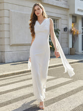 U-Neck Backless Side Ribbon Trim Ruched Mesh Dress