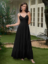 V-Neck Cut Out Bow Tie Back Cami Long Dress