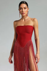 Aelia Fringe Patchwork Maxi Dress