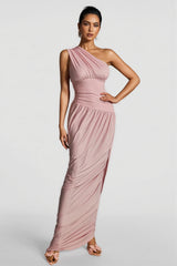 Ildrak One Shoulder Ruched Maxi Dress
