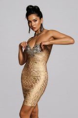 Verity Rhinestone Printed Bandage Mini Dress