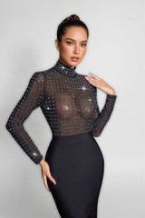 Jojo Rhinestone Bandage Midi Dress