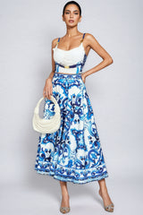 Taytum Blue Porcelain Printed Maxi Dress Set