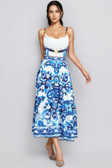 Taytum Blue Porcelain Printed Maxi Dress Set