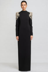 Luned Beaded Rhinestone Backless Maxi Dress