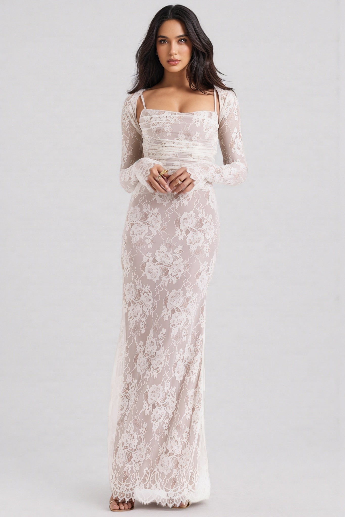 Yoshi Vintage Cream Lace Maxi Dress – Ooins