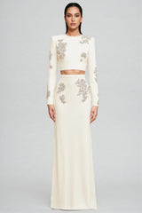 Sebast White Diamond-Studded Maxi Dress Set